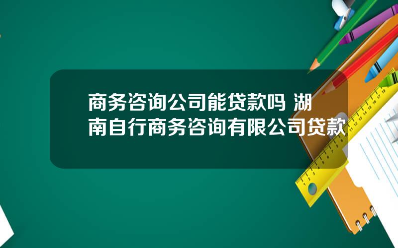 商务咨询公司能贷款吗 湖南自行商务咨询有限公司贷款